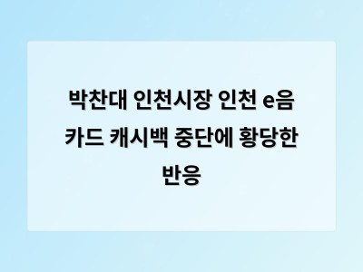 박찬대 인천시장 공약 캐시백 중단으로 신뢰 위기 초래