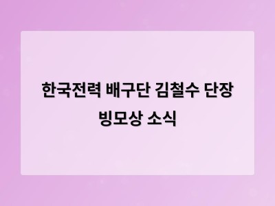한국전력 배구단 김철수 단장 빙모상 소식