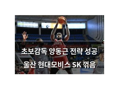 초보감독 양동근 전략 성공 울산 현대모비스 SK 꺾음