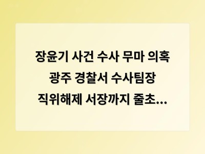 장윤기 사건 수사 무마 의혹 광주 경찰서 수사팀장 직위해제 서장까지 줄초비