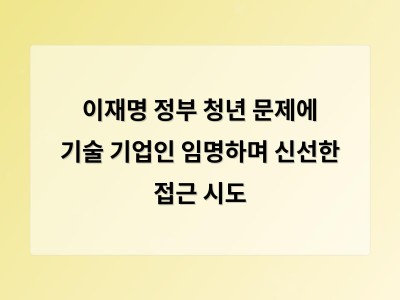 이재명 정부 청년 문제에 기술 기업인 임명하며 신선한 접근 시도