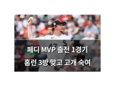 페디 MVP 출전 1경기 홈런 3방 맞고 고개 숙여